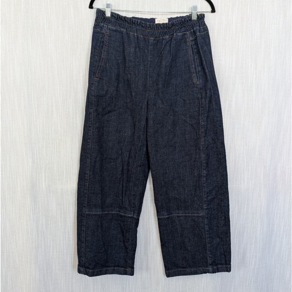 Anthropologie Pilcro Izzie Relaxed Pull-On Barrel Jeans Womens S Navy Fuse Wash - Picture 2 of 9